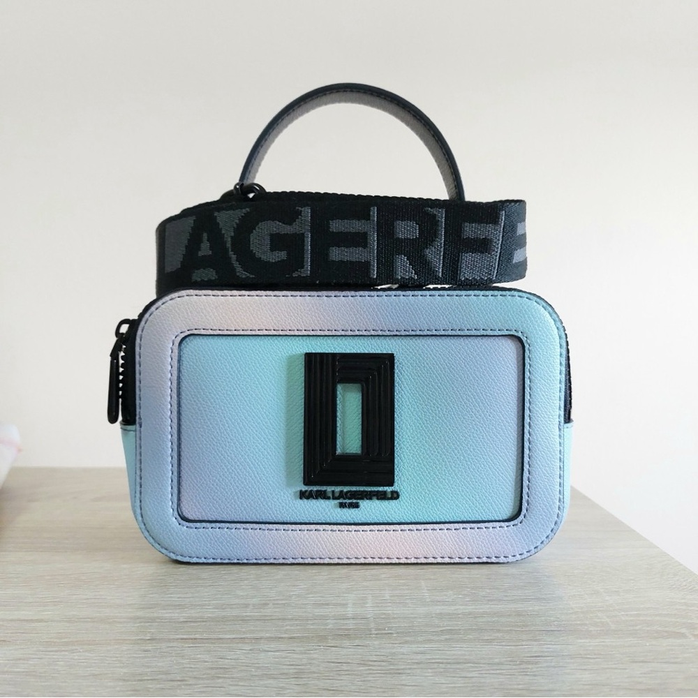 NWT Karl Lagerfeld Ombre Simone Crossbody Camara Bag, Guitar Strap and Dustbag - Picture 9 of 10